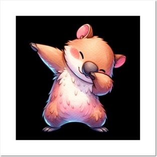 Cute Kawaii Wombat Dabbing Posters and Art